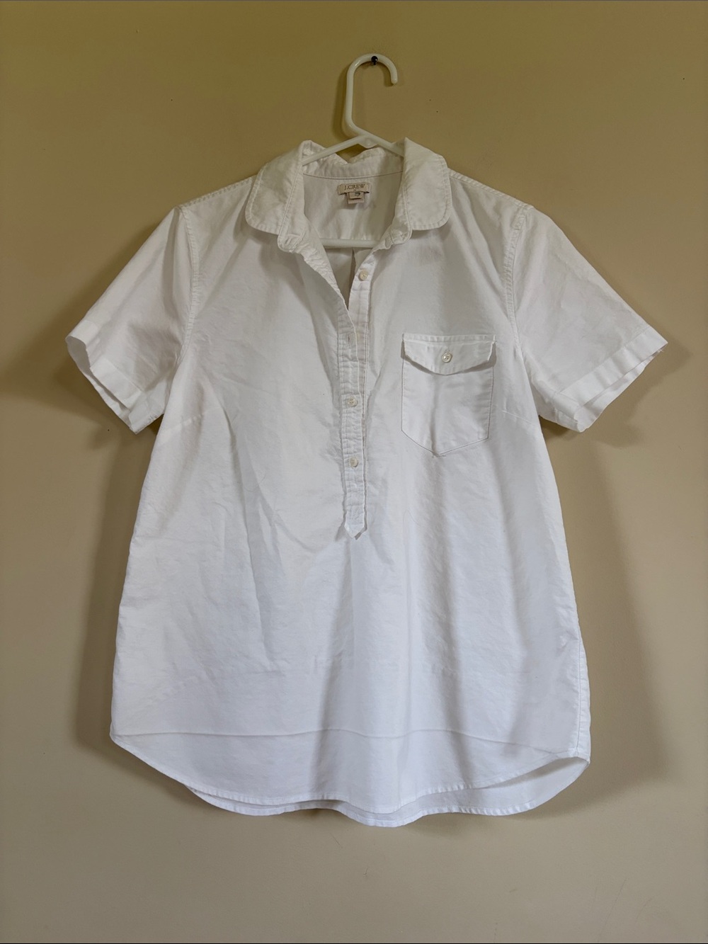 J.Crew women's relaxed short-sleeve poplin popover top in white, - Picture 3 of 7